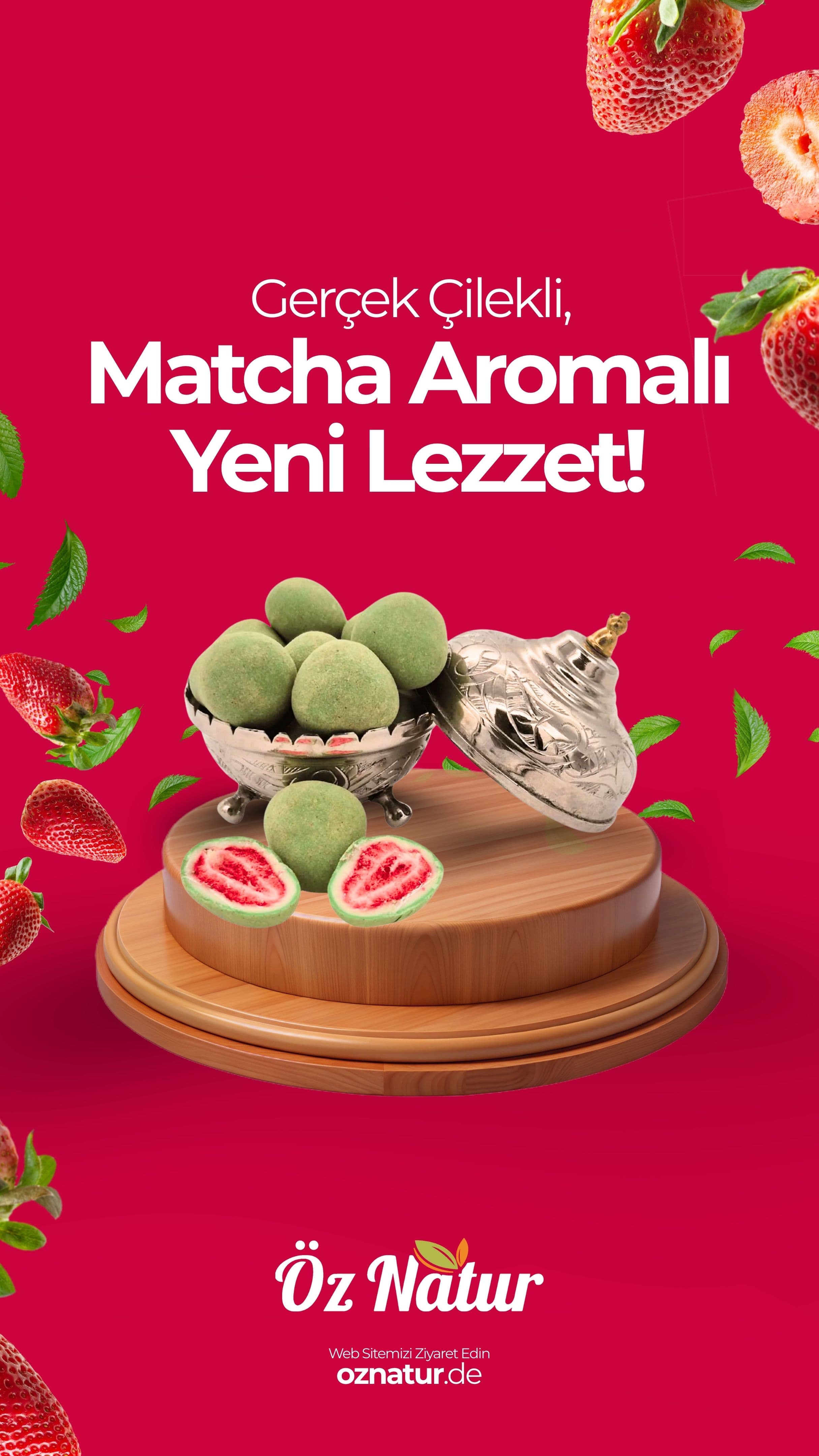 Matcha Aromalı Gerçek Çilekli Draje