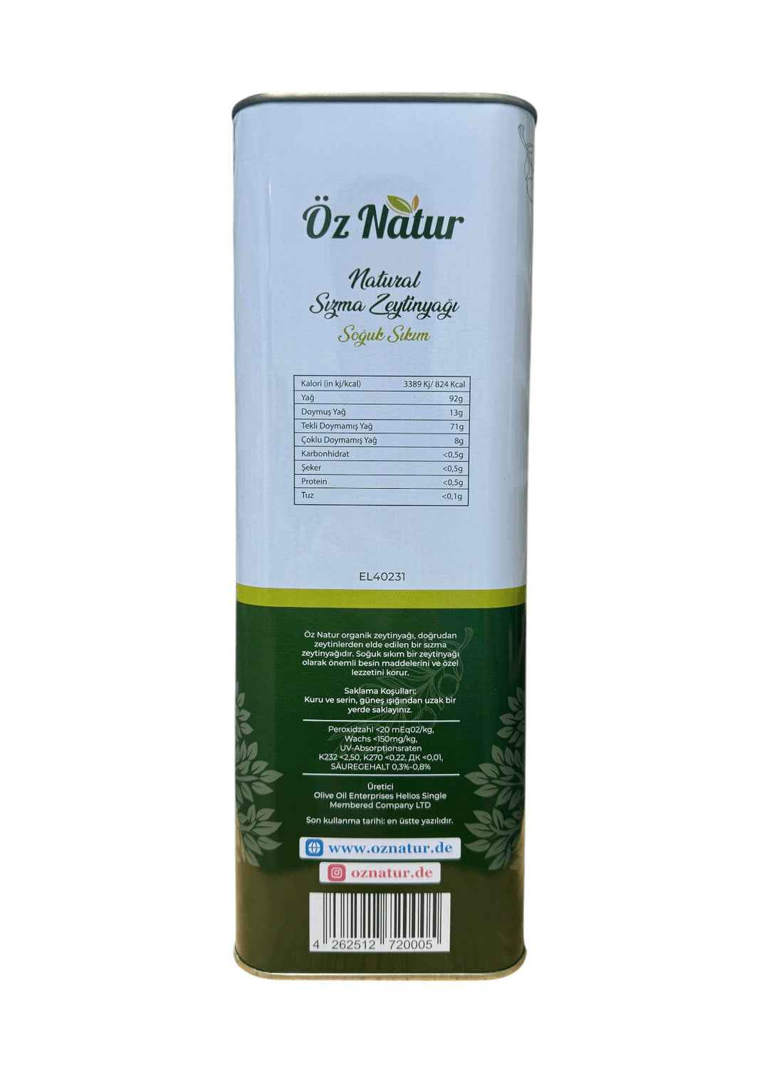Natives Olivenöl (Extra Virgin, Kalt Gepresst)