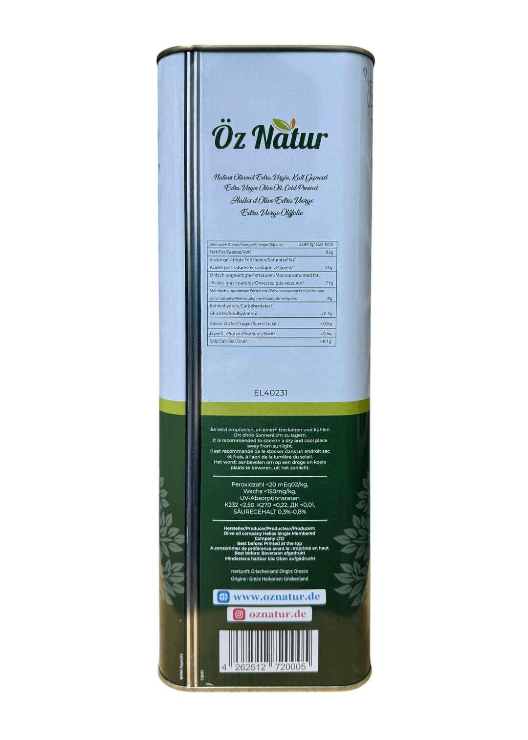 Natives Olivenöl (Extra Virgin, Kalt Gepresst)