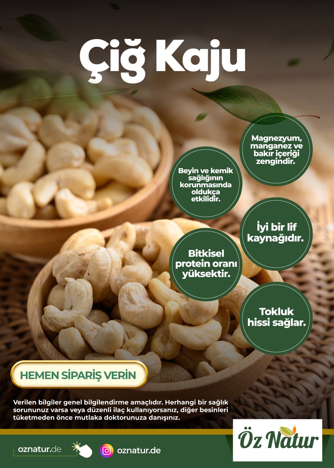 Natur Cashewkerne (Ungeröstet&Ungesalzen) 800g