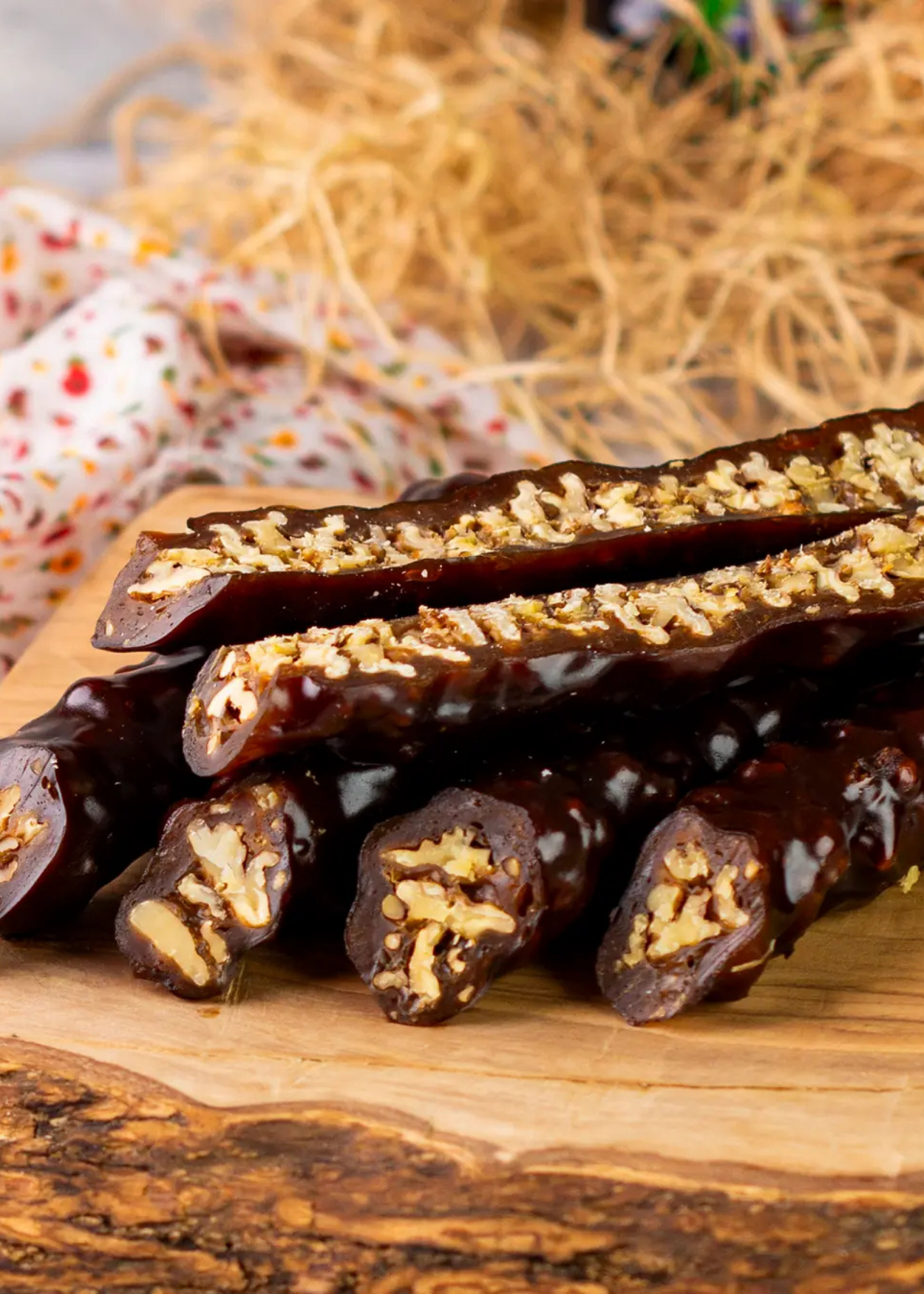 Turkish cevizli sucuk with Walnut and Grape Molasses