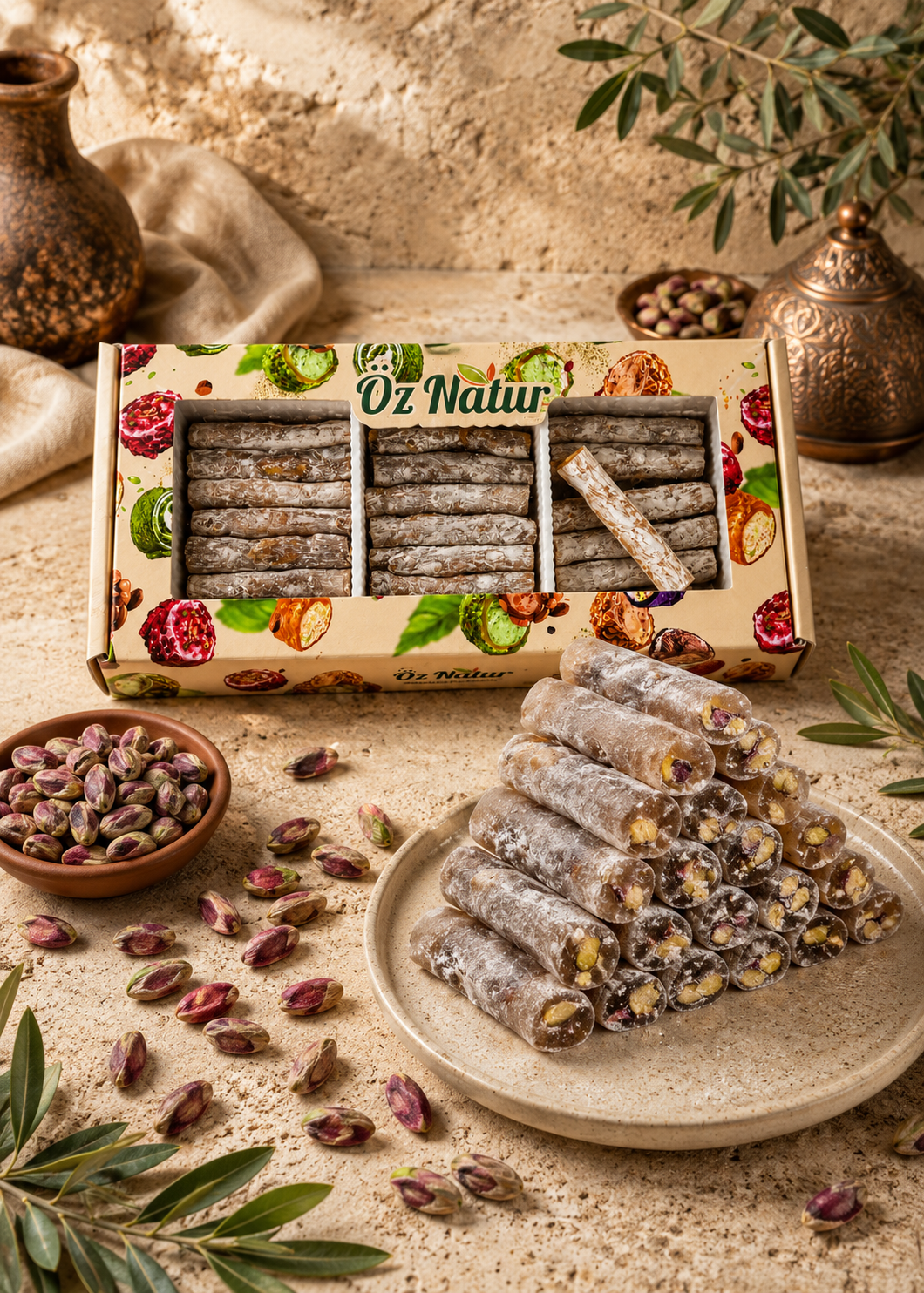 Antep Fıstıklı Sade Fitil Lokum