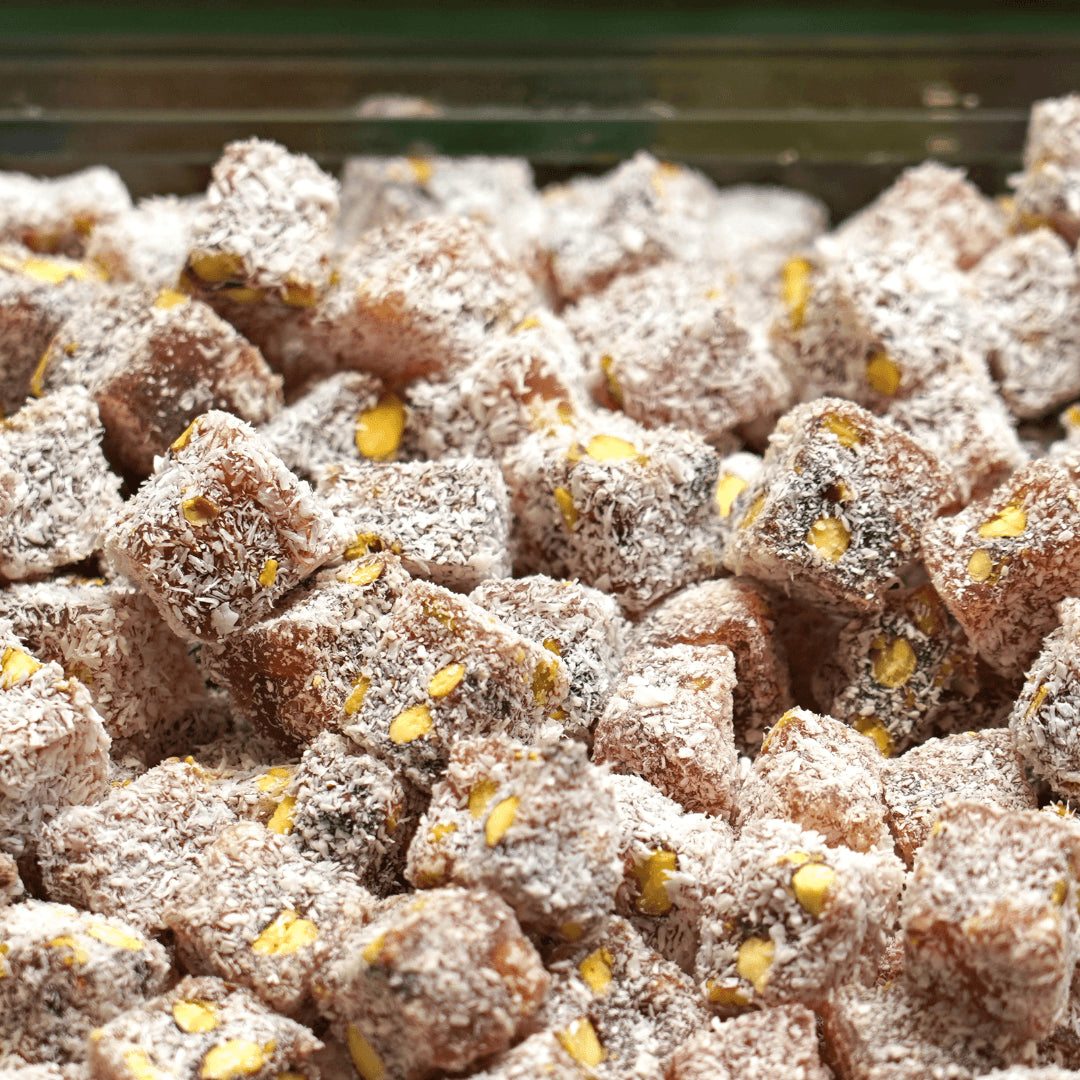 Turkish Delight Lokum mit Pistazien & Kokosnuss (Doppelt Geröstet) 500g