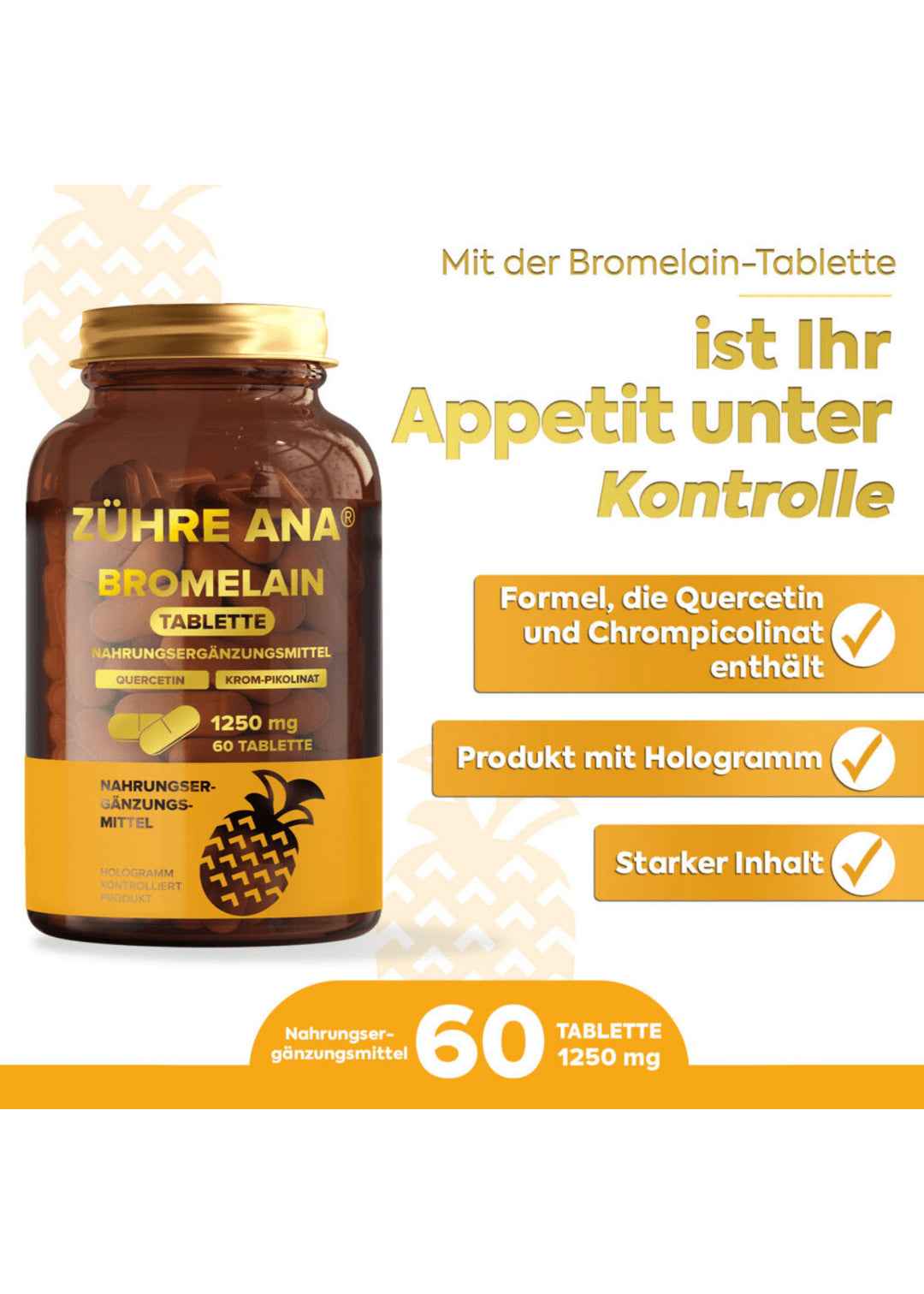 Zühre Ana Bromelain Kapseln 60 Kapseln mit Ananas-extrakt