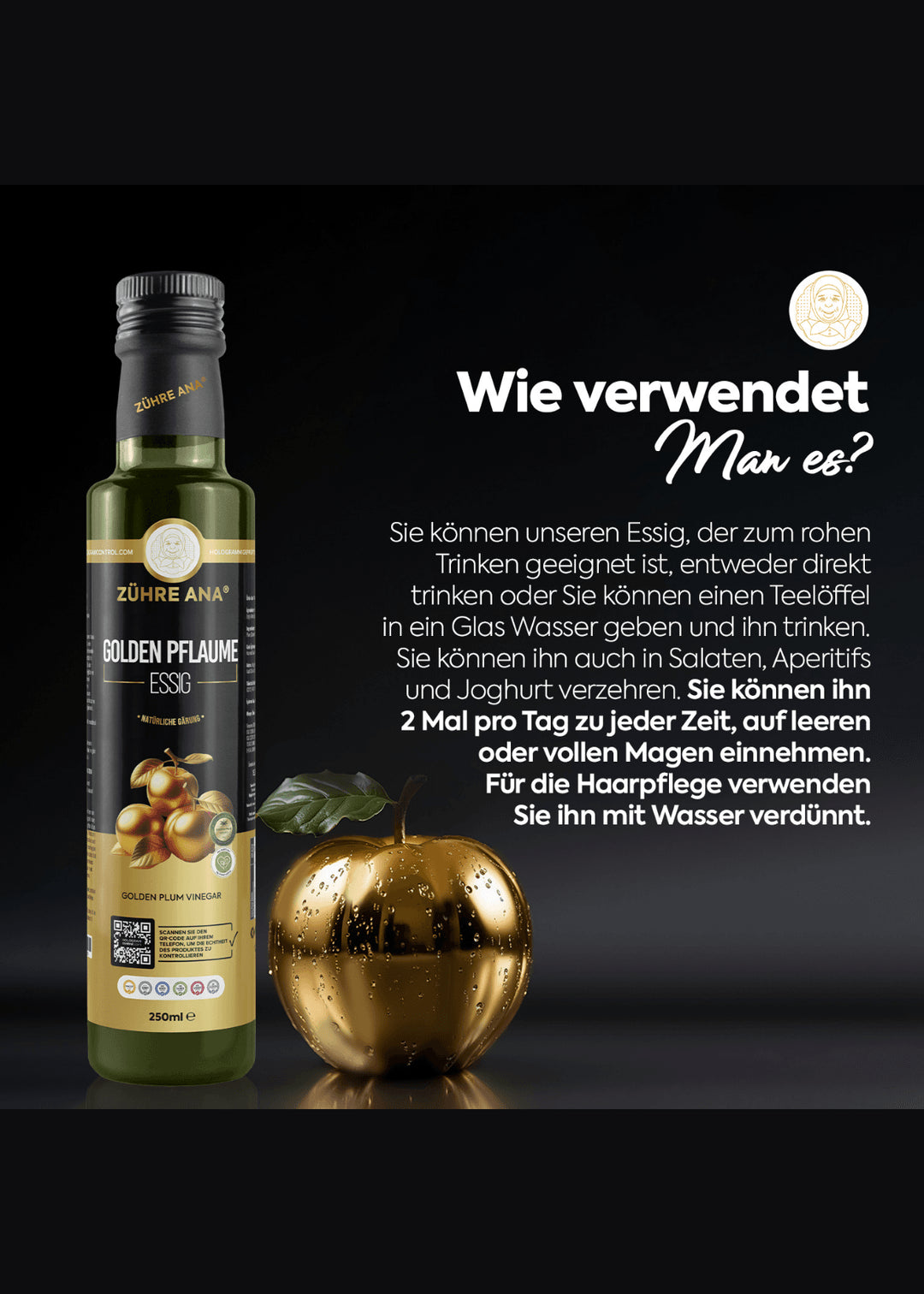 Zühre Ana Goldener Pflaumenessig (Altın Erik Sirkesi) 250ml