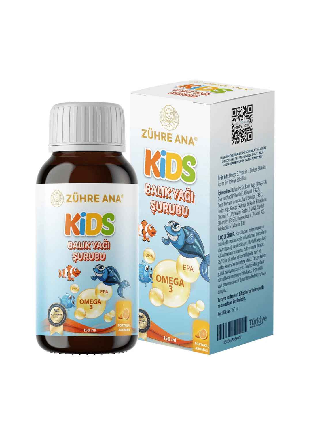 Zühre Ana Kids Omega 3 Fischöl Sirup (Orangengeschmack)