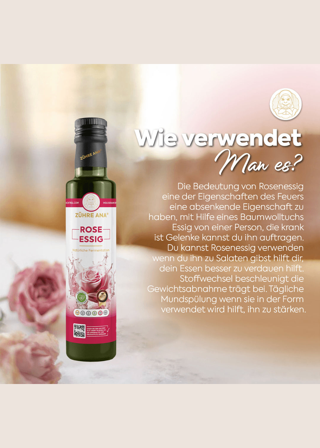 Zühre Ana Rosenessig (Gül Sirkesi) 500ml