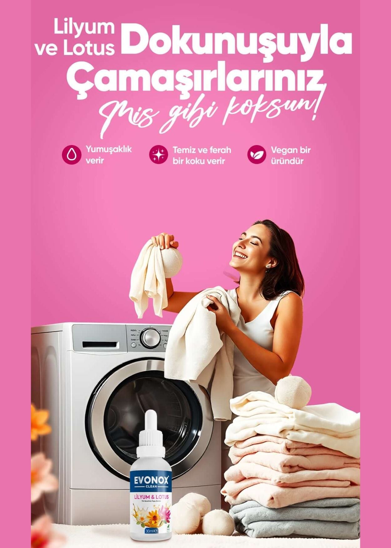 Evonox Clean Yün Kurutma Topu Esansı – Lilium Lotus