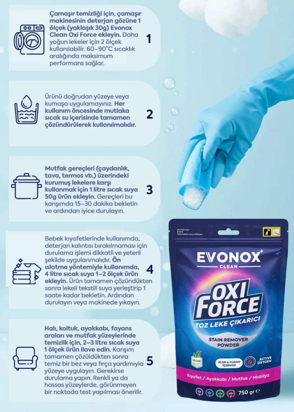 Evonox Oxi Force Toz Leke Çıkarıcı