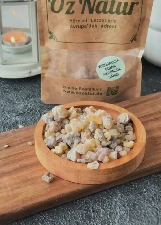 Load video: Weihrauchgummi Olibanum Resin (Akgünlük Sakızı) 100g
