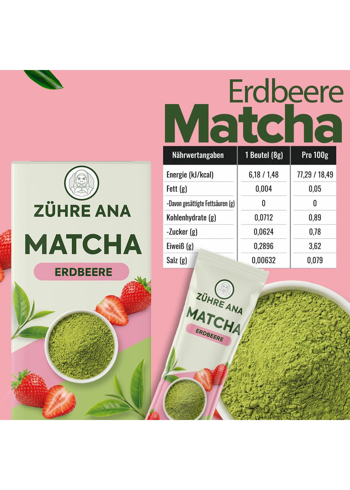 Zühre Ana Matcha Çilek Yeşil Çaylı Karışık Bitki Çayı ürün görseli 3