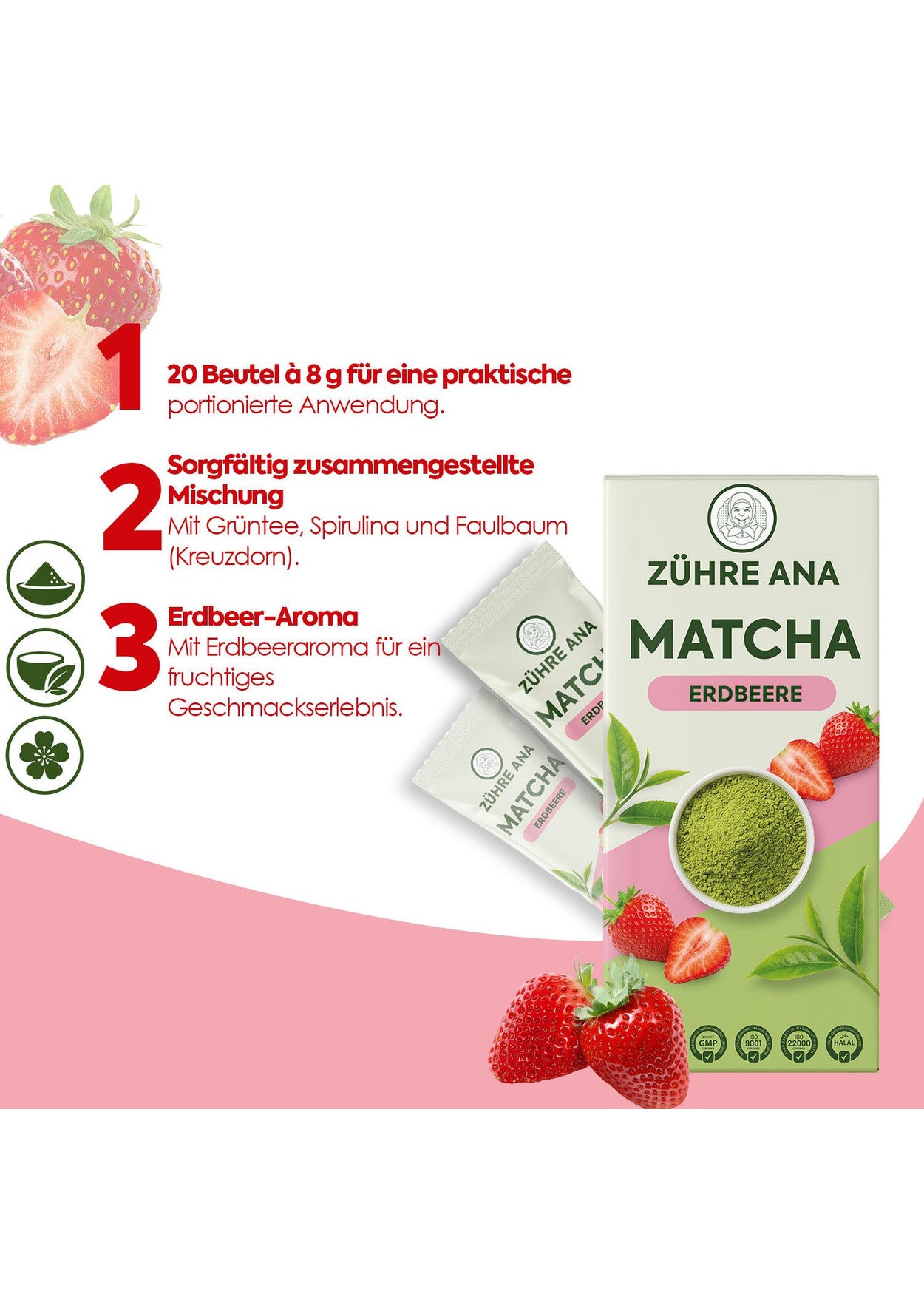 Zühre Ana Matcha Çilek Yeşil Çaylı Karışık Bitki Çayı ürün görseli 4