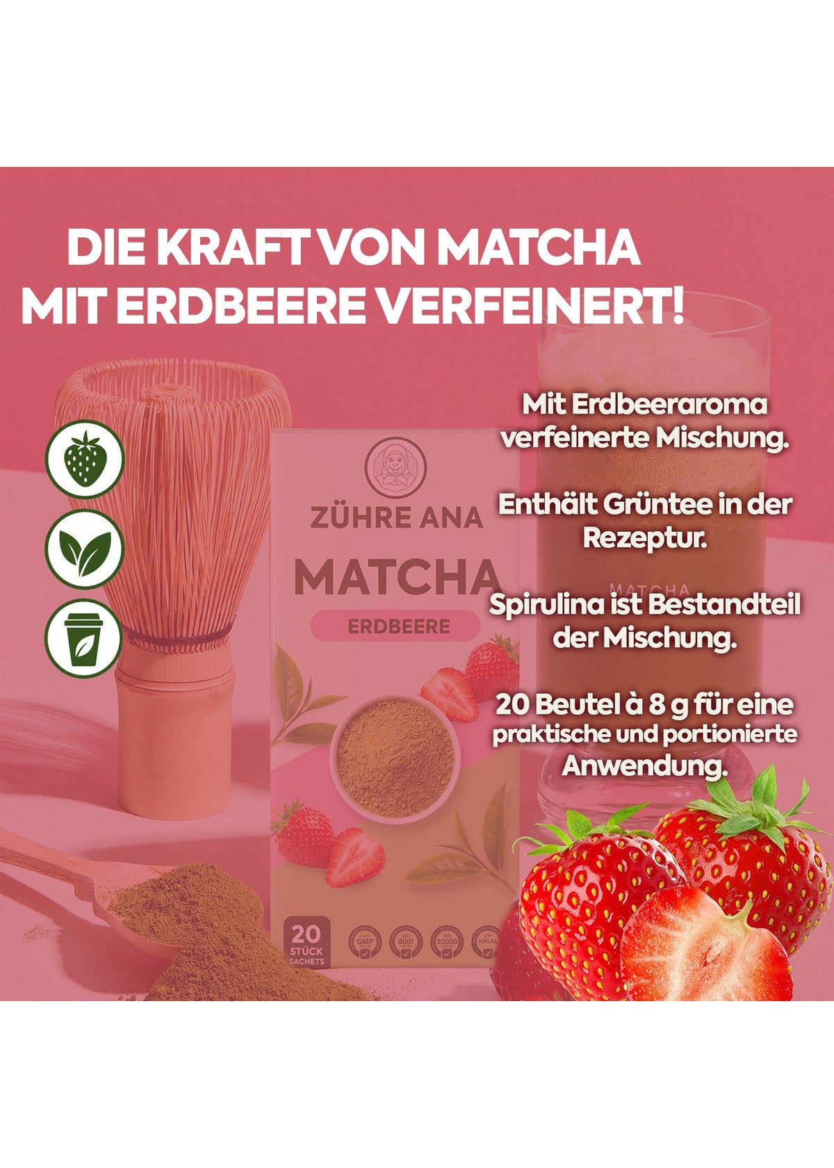 Zühre Ana Matcha Çilek Yeşil Çaylı Karışık Bitki Çayı ürün görseli 6