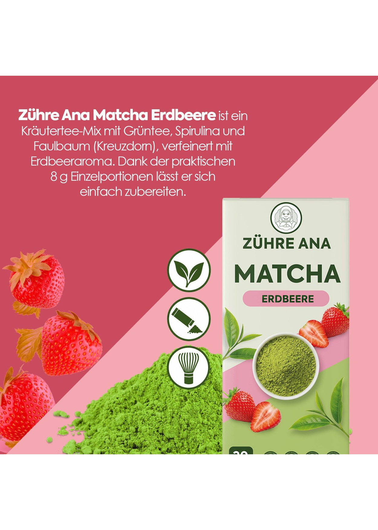 Zühre Ana Matcha Çilek Yeşil Çaylı Karışık Bitki Çayı ürün görseli 7